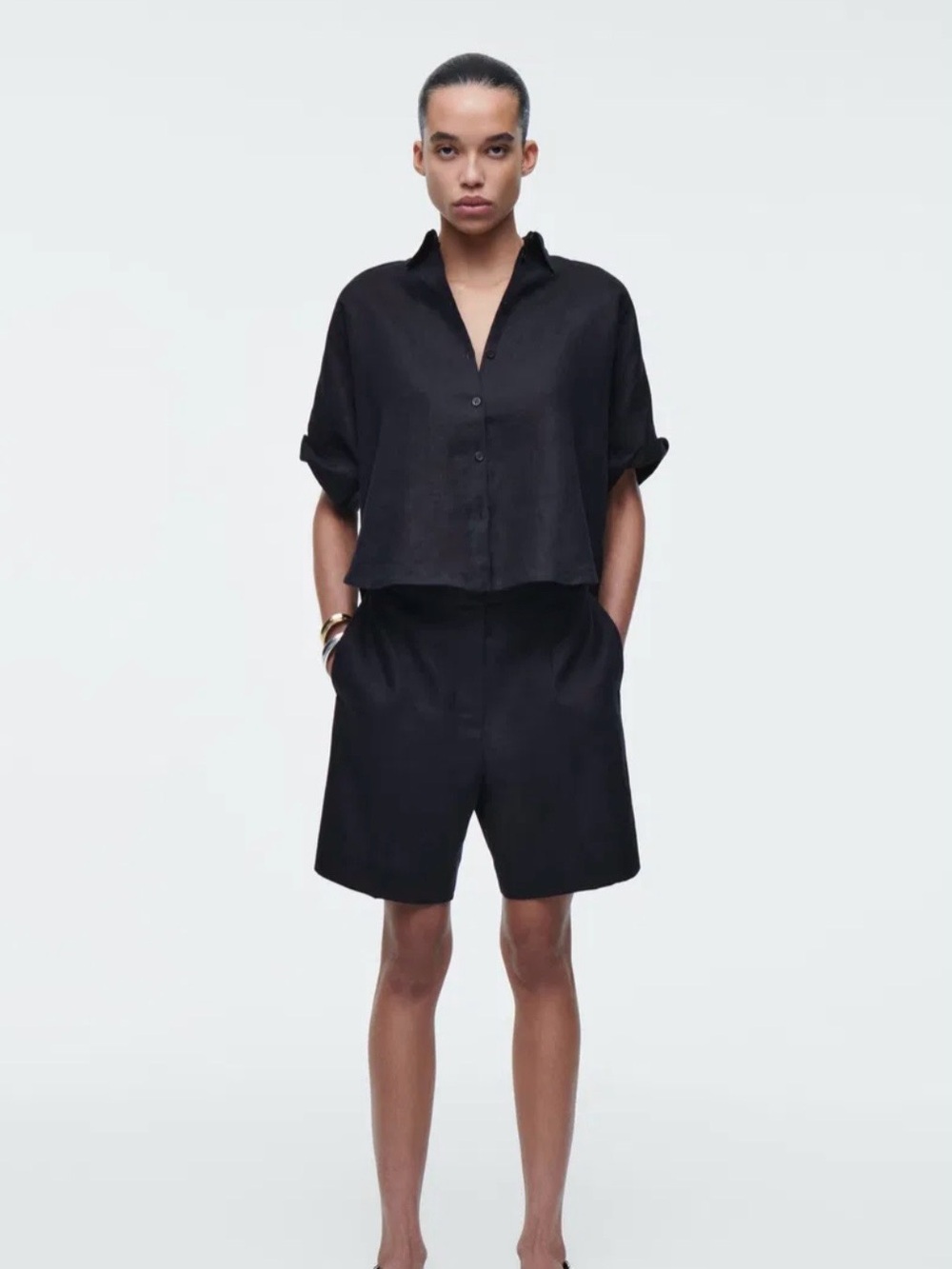 COS Tailored Elasticated Linen Shorts